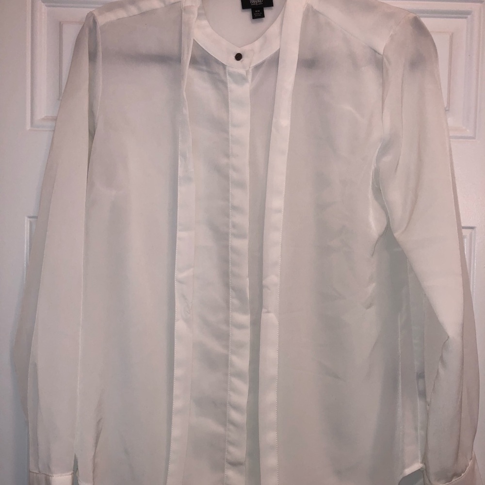 Mossimo- White Button Down Blouse M